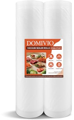 DOMIVIO Vacuum Sealer Rolls, 2 Pack (20 cm x 500 cm) BPA Free, Embossed Commercial Grade Customized Size Food Vacuum Sealer Bags for Sous Vide Cooking, Boiling, Freezing & Microwave