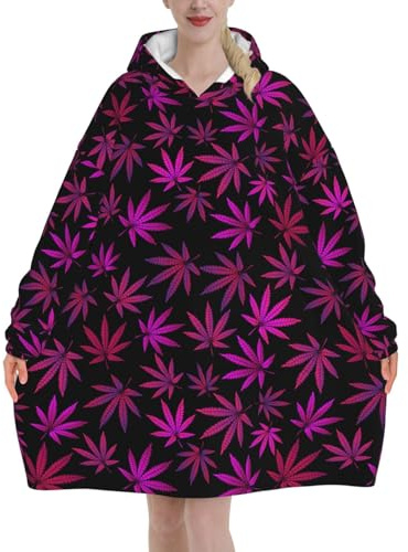 peiyeety Purple Weed Blanket Hoodies für Damen und Herren, übergroße tragbare Decken-Hoodies für Erwachsene, weich und warm