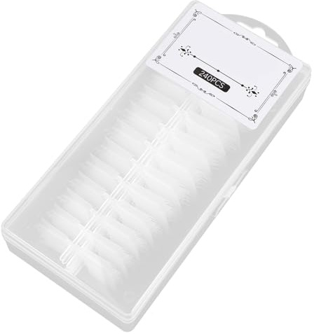 COLLBATH 240 Pièces Autocollants Faux Ongles Transparents Ultra-fins pour Manucure Complète Capsules Nail Design Japonais Finition Mate avec Tube Bambou