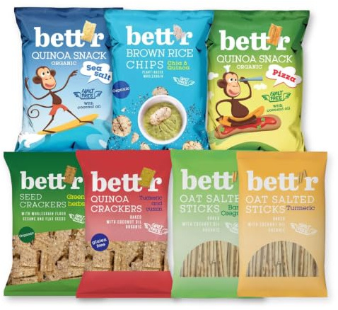 VeganBox Mega Savoury Snack Box – Brown Rice Chips, Oat Sticks, Quinoa Snacks, Seed Crackers & Quinoa Crackers | Vegan Healthy Gift Box | Brown Rice Chips, Quinoa Snacks, Seed Crackers, Oat Sticks