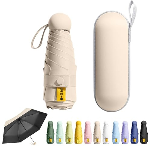 Mini Parapluie de poche, Parapluie Pliant, Ultra-léger, Compact, Parasol portable, Boîte à Parapluie Capsule, pour Hommes et Femmes