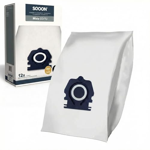 SQOON 12 Staubsaugerbeutel kompatibel mit Miele Guard M1, S1, L1 - Ersatz für CO und TU Staubsaugerbeutel - inkl. 3 Abluftfilter