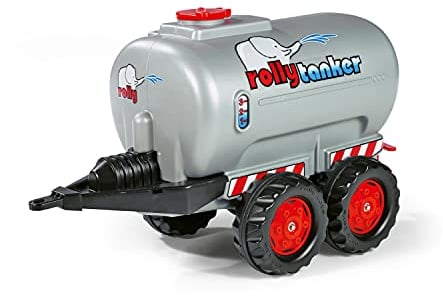 Rolly Toys rollyTanker Fassanhänger (für Kinder von 3 - 10 Jahre, Zweiachsanhänger, Befüllung bis zu 30 Liter) 122127, 98 cm × 44 cm × 55 cm, Silber