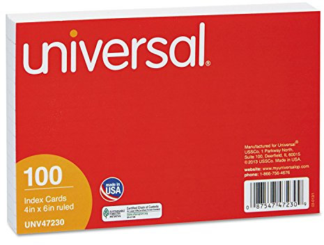 Universal Karteikarten, liniert, 10 x 15 cm, Weiß, 100 Stück