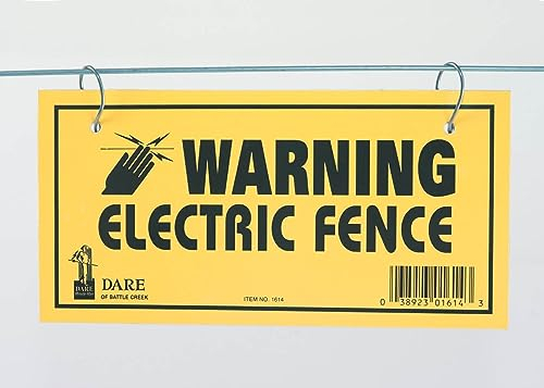 Dare Products 1614-3 185809 Warnschild für Elektrozaun, 3 Stück, gelb