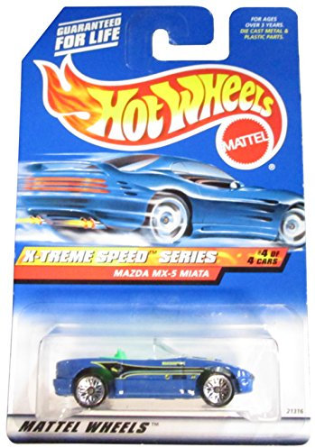 Hot Wheels 1999 X-Treme Speed Series blue Mazda MX-5 Miata Die Cast Car #4/4 1:64 Scale by Hot Wheels