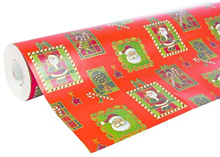 Clairefontaine 211302C - Une Bobine De Papier Cadeau - Papier Alliance 60g - 50x0,70m - Motif : Père-Noël, Noël Traditionnel, Mosaïque