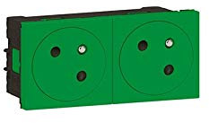 Legrand 077162L Double Prise de Surface Mosaic Link Raccordement Latéral, Courant 2P+T, 4 Modules, Vert