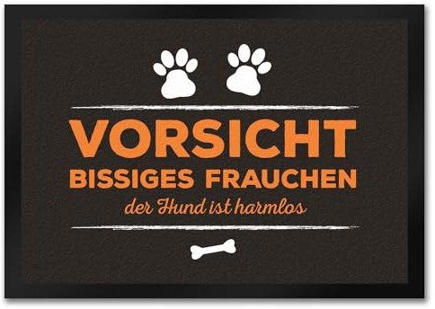 trendaffe - Vorsicht bissiges Frauchen Fußmatte mit Pfoten Motiv