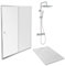 Jacob Delafon Receveur Douche Ipso 100 x 80 cm + paroi coulissante Niche + Colonne Douche Brigitte