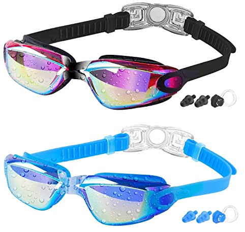 COOLOO Schwimmbrille Kinder 3-15 Jahre, 2 Stück Schwimmbrille für Kinder | für Jungen Mädchen Junior, Uv-Schutz, Anti-Fog, Kein Auslaufen, Ein-Klick-Verschluss