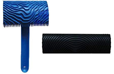 Inzopo Professionelle Wandkunst DIY Dekor Korn Malerei Werkzeug + 2 Stück 8,9 cm + 13,5 cm M-Form Holzmaserung Roller Gummi