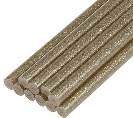 sourcing map Mini Hot Glue Sticks for Glue Gun 0.27-inch x 4-inch Champagne Glitter 10pcs