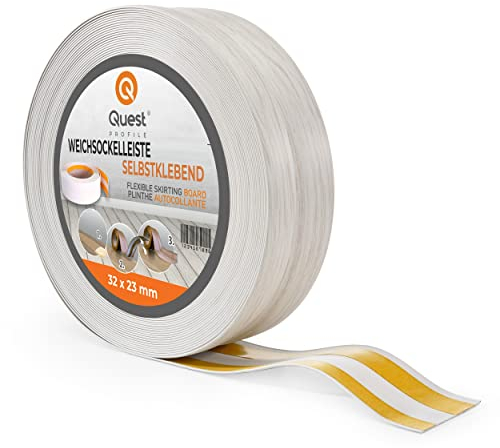 Quest Plinthe Souple Autoadhésive - 32 mm x 23 mm - Plinthe en PVC de finition - Pour l'intérieur, mur, sol, salle de bain, salon - Étanche, décoratif, flexible - 5 mètres - Bouleau