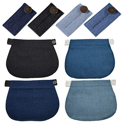 Simoda Mutterschaft Hosen Extender Einstellbar Hose Knopf Extender Einstellbar Bund Extender,8 Stück (Denim)