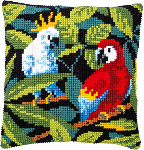 Vervaco Counted Cross Stitch B Cross Stitch Cushion Kit Tropical Birds, ca. 40 x 40 cm / 16 x 16