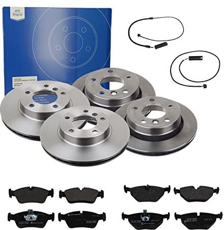 ATE Bremsen-Set 2 Bremsscheiben + Bremsbeläge Einbau Vorne Hinten Bremsscheiben-Set Scheibenbremsen passend für BMW 3 E36 3 Touring E36