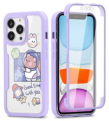 Yoedge Compatible with Apple iPhone 11 Pro Max Case 6.5 inch, 360° Full Body Shockproof Protective Case with Built-in Screen Protector Silicone TPU Bumper Clear Stylish Design Cover, Astronaut