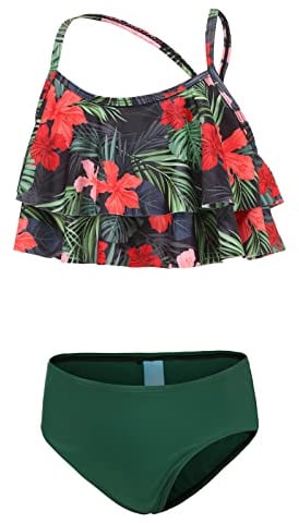 Aisyee Maillot de Bain Fille Deux Pièces Hawaïen Fleuri de Plage 3-16 Ans