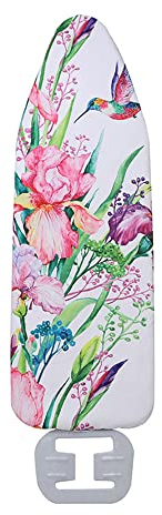 Highdi Ironing Board Cover 140x50cm, 3D Printed Floral Pattern, Easy-Fit Replacement with Protective Scorch Mesh Cloth (Pink)