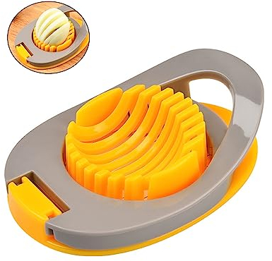 PengLAI Egg Slicer,Egg Cutter for Boiled Eggs Multifunctional Egg Cutter Stainless Steel Wire Egg Slicer for Evenly Slicing Boiled Eggs Ham Banana Safe & Easy to Clean (Yellow)