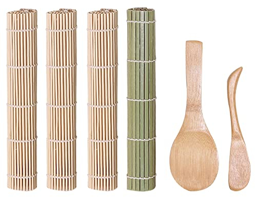 6 Pièces Tapis Sushi, Tapis Sushi Bambou, Tapis Sushi Roulement, Accessoires de Cuisine, pour Débutants et Professionnels Qui Font des Sushis