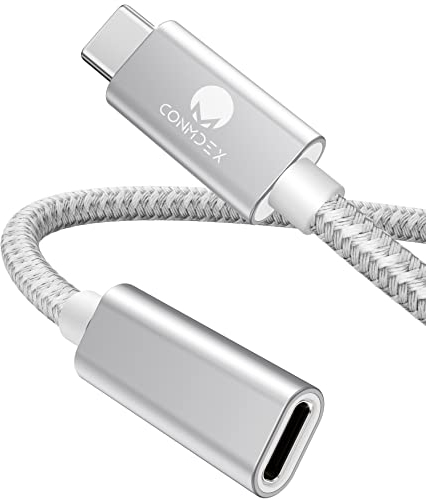 CONMDEX Cavo Di Prolunga Usb C Cavo Da Maschio A Femmina Cavo Di Ricarica Dati Usb 3.1 5Gbp,Supporto 20V5A/100W Cavo Di Prolunga Video/Audio 4K Compatibile Con Macbok M1 M2,Galaxy S23/22,Argento