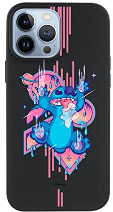 Official Stitch Babas Liquid Silicone Black Case for iPhone 13 Pro MAX to Protect Your Mobile. Choose the Case Type You Like Best with Official Disney License