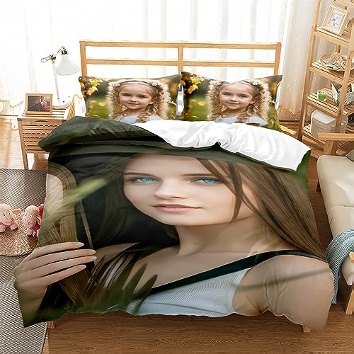 Jaucin Personalisierte Bettwäsche Sets: Gestalten Sie Ihre Bettwäsche und Kissenbezüge 155x220 mit eigenem Foto | Personalisierte Weihnachts Geschenke (Originalbild, 155x220cm)