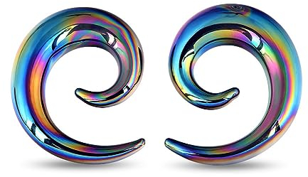 Longbeauty 1 Paar Glas Dehn Spirale Ohr Dehnstab Dehnungsstab Dehnschnecke Dehnsichel Piercing Tapers Expander Plug Tunnel Ohrstecker, Stil B, 8mm