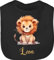 Baby Lätzchen - Süßer Löwe mit Name personalisiert I Löwen Geschenk I Zootiere I König der Tiere I Leu - Unisize - Schwarz - personalisierte geschenke löwenmotiv leon latz personalisiertes