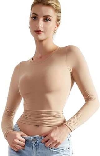 EMOTTOS Hauts de Forme asymétriques pour Femmes, Sexy Y2K Lady Ruched Long Sleeve T-Shirt, Chemises Slim Fit Off-Shoulder, Fashion Ruched Drawstring Skinny Dupe Tee Shirt(Noir/Gris, S-L)