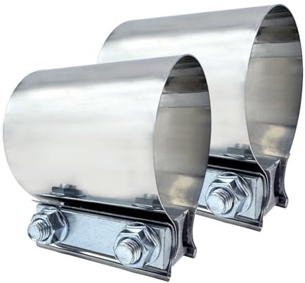 RCCT 45 mm Exhaust Clamp Pipe Connector, 46 mm Stainless Steel, Universal Muffler Clamps, Butt Joint Clamps, Coupler (1.75 Inches)