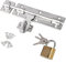 Abschließbares Türriegel-Set, Gartentor-Schloss aus Edelstahl, 162mm (8 Zoll) Schiebetürschloss mit Diebstahlschutzdesign, Mit Türschloss und Schlüssel, geeignet für Innentüren und Haustüren (Silber)