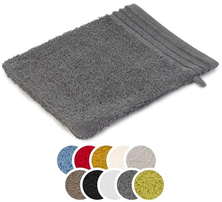 liebling Waschhandschuh Baumwolle, Serie Frankfurt, 400 gr. / m², 16 x 21 cm, 60 Grad, mit hochw. Borte, saugstark, Farbe: anthrazit