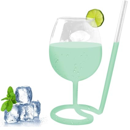 Strohspirale Weinglas, Cocktailglas mit Strohhalm - Kreative Strohspiral-Weinbecher aus Glas,Hochtransparenter Strohhalmbecher, dekoratives hitzebeständiges Weinglas für Cocktailweingetränke