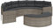 vidaXL Garten Sofa Garnitur 2-TLG., Gartenmöbel Set Halbrund, Sitzgruppe für Garten Terrasse, Lounge Gartensofa Hocker, Grau Poly Rattan