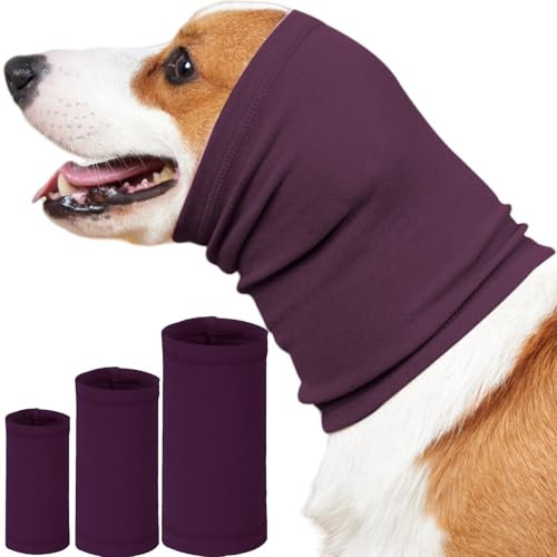 Yaopelky Cache-oreilles apaisants pour chien - Protection contre le bruit - Bandeau pour soulager l'anxiété - Réduction du bruit pour feux d'artifice, orages, aide au toilettage (violet, M)