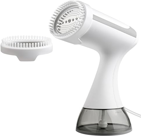 Steamer Tragbarer Dampfglätter,Konstante Dampfleistung 25g/min,1500W,350ml,2m Kabellänge,Dampfbürste,20s Schnellaufheizender,Dampfbügler Reise,für vertikales und horizontales Dämpfen (Blanc)