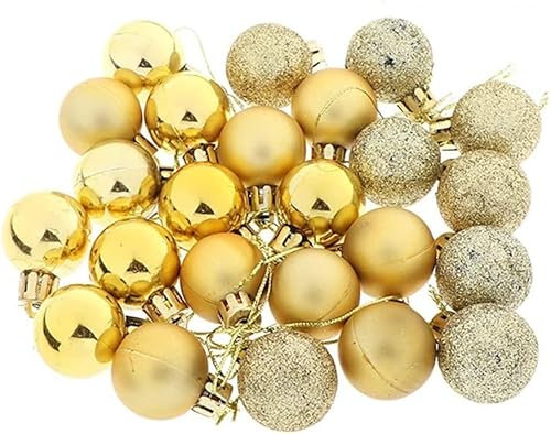 Pack of 20 Gold Christmas Ball Ornaments, Shatterproof, 7.6 cm, for Xmas Tree, Wedding, Holiday Decor