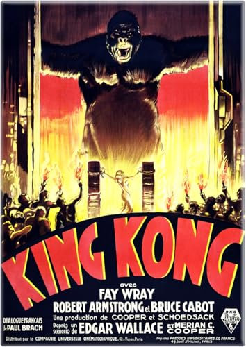 King Kong Vintage 1933 Französisches Filmposter, Reproduktion, 6,3 x 8,9 cm, rechteckiger Magnet