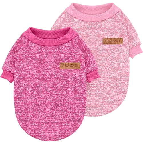 Idepet Haustier Katze Hundepullover, Warmer Hundepullover Katzenkleidung, Fleece-Welpenmantel für kleine mittelgroße große Hunde rosa grau XS-XXL (Rosa DunkeRosa, S)