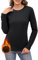 Aottori Maglia Termiche Donna Maniche Lunghe Maglietta Girocollo Elegante Abbigliamento Intimo Termico Traspirante Elasticizzato Basic Top Nero S