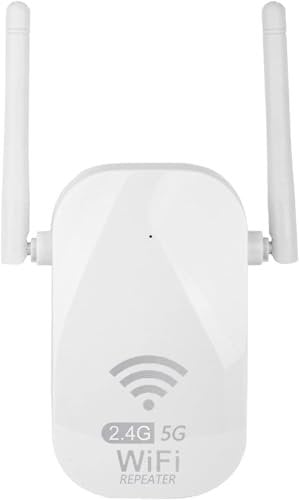 Répéteur WiFi Puissant 1200 Mbps Double Bande 5 GHz & 2.4GHz, WiFi Extender 4 Modes Port Ethernet Compatible avec Toutes Les Box Internet (E-1201U)