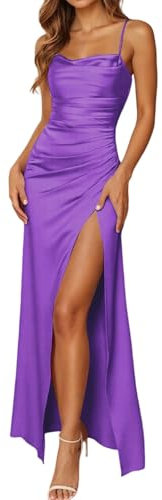 WVONIF Femme Elégante Robe d'affaires Manches Longues Bodycon Vintage Ruffle Manches Robes Midi de Soirée Formelle Summer Dresses for Women for Plague Kaftan Pareos Tendance （Violet,M）