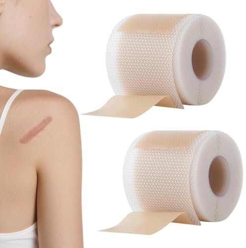 Silikon-Narbenblätter, Silikon-Narben-Tücher, Silicone Scar Tape, ultradünn, flexibel und wiederverwendbar, 4 X 150 Cm, für C Sektion, Operationen, Verbrennungen, Akne Hautfreundlich, Atmungsaktiv (2)
