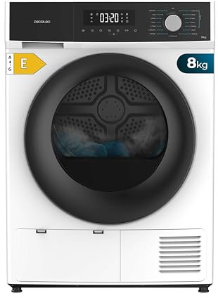 Cecotec Secadora de Ropa 8Kg Bomba de Calor Bolero Dresscode Dry 8330. Clase Equivalente A++, 15 Programas y Funciones como Secado Automático, Planchado Fácil, Stop&Go, Delay Start y KidLock, Blanco