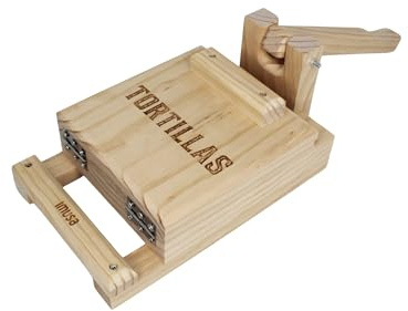 IMUSA 7.5 Inch Wood Tortilla Press | Natural Wood Finish, Manual Thickness Control, Makes Tortillas and Roti, Perfect for Homemade Meals