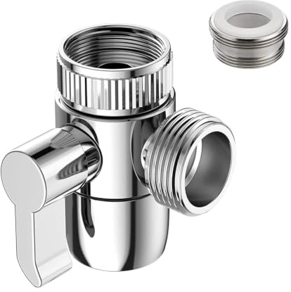 3 Wege Wasserhähn Umschaltventil, 3 Wege Wasserhahn Umschaltventil Adapter Umschaltventils mit Adapter für M22 M24 G1/2 Wasserhähn, für Küche Bad Duschsystem Waschbeckenbrause