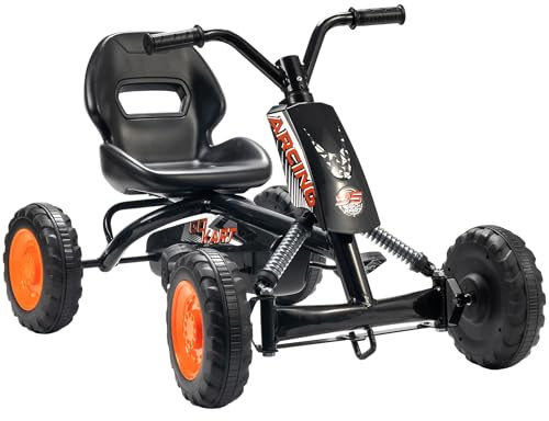 AIYAPLAY Pedal Go Kart Sporty Design Steel Frame Ages 2-5 Years Black